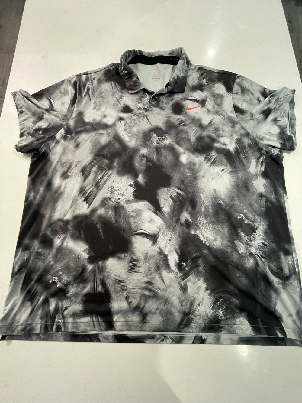 Nike Dri-Fit Tour Golf Polo 4XL Black Grey Ombre Shadow Print